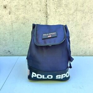 Vintage Polo Sport Ralph Lauren 12" Mini Nylon Backpack Bucket Cinch Bag 90s Y2K